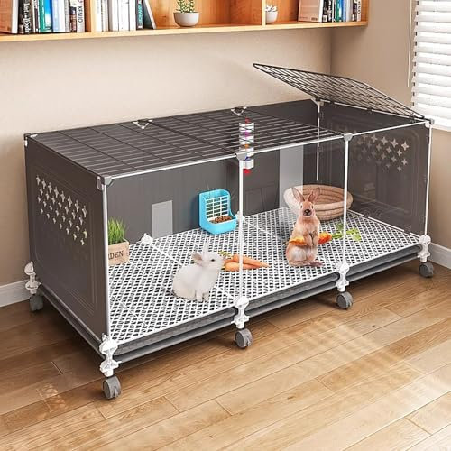 WXXSHGDW Hasenkäfig für Den Innenbereich, Kaninchenkäfig mit Rädern, Kleintierkäfig mit Tablett, Viel Platz, für Kaninchen/Frettchen/Chinchilla
