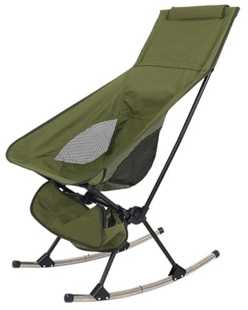 Campingschaukelstuhl – Schaukelstuhl für den Außenbereich | Ergonomischer Picknickstuhl mit hoher Rückenlehne 89 x 45 cm, faltbarer Camping-Schaukelstuhl, Oxford-Stoff mit Rückenlehne aus Netzgewebe