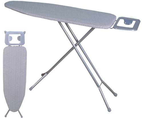 COSTWAY Folding Ironing Board, 7-Level Height Adjustable Ironing Table with Extra Cotton Cover, Iron Rest, Safety Lock and Non-Slip Foot Pads, Collapsible Iron Board Rack (Grey, 101 x 34 cm)