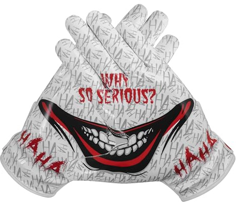 Exote Sports Youth Football Gloves American Reciever Villain Football Gloves for Adult Men Women and Boys with Super Sticky Silicone Grip Palms Ultimate Performance Boosters (White, Youth Large)