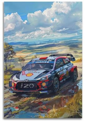GTTHOK Rennwagen-Poster für I20 Coupe WRC Sportwagen, dekoratives Gemälde, Leinwand, Kunstbild, 50 x 75 cm