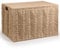 Woodluv Storage Basket Trunk Chest, Woven Storage Basket with Lid, Storage organiser, Basket Storage Bedding, Blanket & Toy Box, Large - Khaki