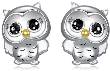 AXELUNA Niedliche Eule Ohrringe für Frauen Männer S925 Sterling Silber Eule Ohrstecker Niedliche Tiere Schmuck Geburtstagsgeschenke für Frauen Tochter Schwester
