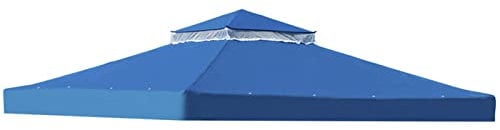 Waterproof 10x10FT Gazebo Canopy Top Replacement with Double Tier Design Blue Outdoor Patio Gazebo Cover for Garden Pavilion Grill Shelter and Yard Canopy Includes Air Vent for Ventilation
