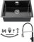 Auralum Evier Cuisine Noir 55x44cm + Robinet Cuisine Douchette Extractible