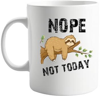 signkitsuk Nope Not Today Sloth Design 11oz Mug - Funny Coffee Mug for Sloth Lovers - Gift for Women, Men, and Animal Enthusiasts - Ceramic Tea Cup for Home or Office, Present Fot Him or Her