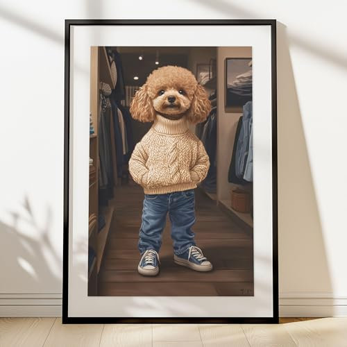 Stylisches Kunst-Poster, Lustiges Tier Motiv in DIN A2 (42 x 59cm) in Premium Qualität, XXL Bild für Wohnzimmer Haus Deko, Moderner Kunstdruck als Geburtstagsgeschenk, Hochzeitstag oder Valentinstag