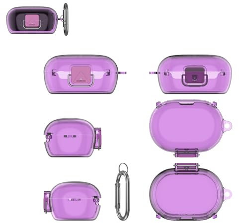 TEHAOUU Protective Case for Bose QuietComfort Earbuds Case Cover Transparent Soft Silicone Shockproof Waterproof Anti Scratch Anti Fall Easy Carrying Sleeve with Keychain (Transparent Purple)