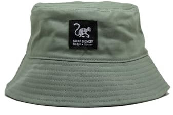 Surf Monkey Bucket Hat Gorro de Pescador Hombre/Mujer sin Cuerda - 100% algodón (FR/ES, Letras, L, XL, Sage)
