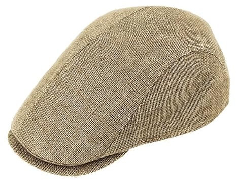 fiebig Flatcap Jute | Schirmmütze aus Naturfaser | Nachhaltige Bakerboy (59-L, Beige)
