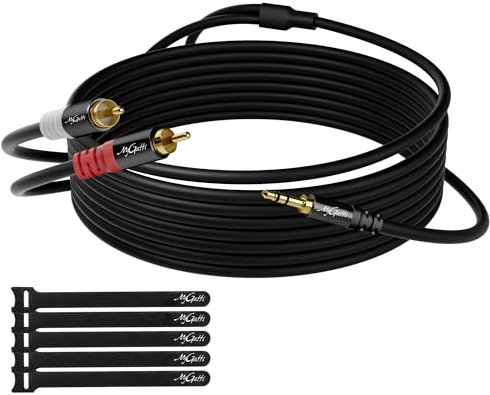 Mygatti Klinke 3,5mm auf Cinch Kabel 15 Meter,2 RCA Stecker auf Aux Stereo Audioadapter,Aux-Cinch Y Splitterkabel,eschirmtes 1/8 auf 2 Cinch Kabel,für Kopfhörer, MP3, Lautsprecher,und mehr
