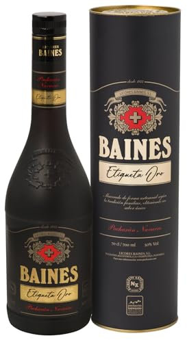 Pacharán Baines Etiqueta Oro - Licor Tradicional Navarro, 1 Botella (70cl)