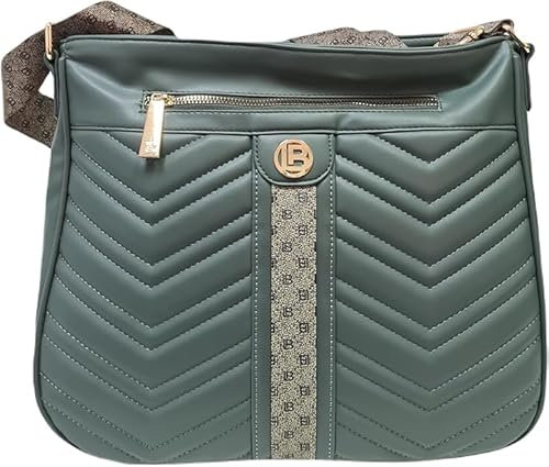 Laura Biagiotti Borsa Donna Sacca Tracolla in Ecopelle riporti in Tessuto Tracolla in Tessuto Personalizzata Regolabile Dimensioni: 35 X 30 X 12 cm. ART. LB23W-106-5 LINEA LEVRAI (VERDE)