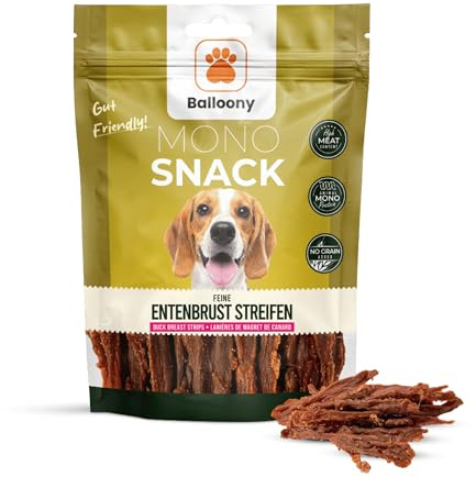 Balloony.pet Monosnack Feine Entenbrust Streifen – Getreidefreie, natürliche hundeleckerlies mit Monoprotein für anspruchsvolle Hunde (150g)