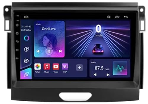 ALOEU 9 Zoll Bildschirm Doppel Din Autoradio Mit GPS Navi Für Ford Ranger 2017-2021 Android 15 Autoradio GPS Unterstützen DAB+ Lenkradsteuerung 4G WiFi Bluetooth Carplay,T4 8 Core 4G+WiFi 2G+32G