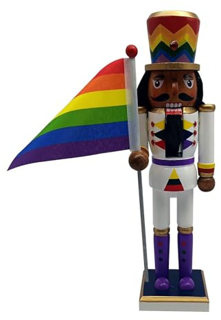 Generisch Regenbogen -Nussknacker - 30 cm Weihnachts Nussknacker | LGBT Pride Nutcrackers Figur, EIN Holzfeiertag mit Regenbogenflagge für Kamin, Tisch und Zuhause