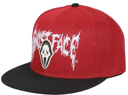 Ghostface Mask - Berretto da baseball con visiera piatta, in gomma, colore: Rosso
