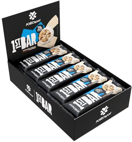 Polleo 1st Bar Proteinriegel – 19 g Protein | Wenig Zucker | Ohne Zuckerzusatz | Perfekter Fitness Snack für unterwegs | Vegetarisch | Ohne Palmöl (15 x 60 g, Cookies & Cream)