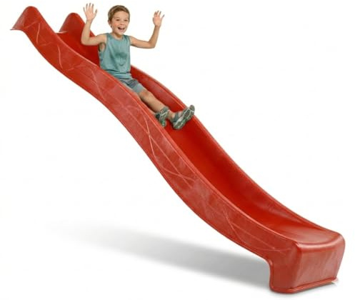 DEMMELHUBER - Kinder Rutsche Outdoor Garten Spielgeräte, Stabile Wasserrutsche für Kinder, Alternative zu Indoor Spielgeräten, Kinderrutsche 2,90 m, Wellenrutsche für Podestöhe 1,50m (Feuerrot)