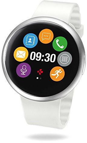 MyKronoz ZeRound2 - Smartwatch con Pantalla táctil a Color, micrófono Incorporado y Altavoz de 1.22, Color Plata y Blanco