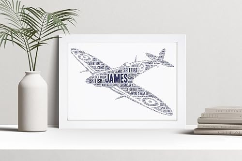 Violet Grace Personalised Spitfire Aircraft Plane Word Art Print - Spitfire RAF Wall Art Picture Gifts - A5, A4, A3 Poster, Prints & Framed