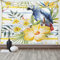 ABAKUHAUS Bunt Wandteppich, Tropic Exotic Papageien aus Weiches Mikrofaser Stoff Waschbar ohne Verblassen Digitaldruck, 150 x 110 cm, Gelb Weiß