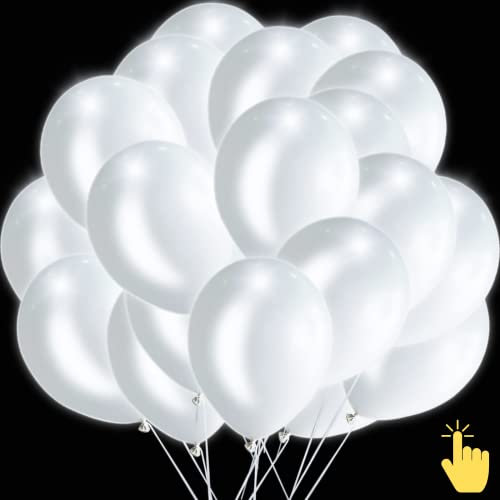 20 Weiße Led Ballons, Leuchtende Luftballons Geeignet Helium, Party Zubehör für Hochzeit Party Deko Hochzeitsdeko Wedding Geburtstagsdeko Mädchen Birthday Decorations