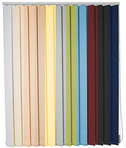 etusimo Lamellenvorhang auf Maß Vertikaljalousie viele Größen und Farben Stoff Blickdicht lichtdurchlässig Tür Fenster Lamellen Rollo Schiebegardine (Breite 140,1-160 cm x Höhe 200,1-220 cm, Weinrot)