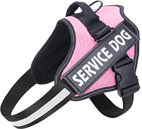 Belababy Soft No Pull Dog Harness X Small, Adjustable Assistance Service Dog Vest with Safety Buckle, Reflective Breathable Outdoor Training Dog Harness（Pink）