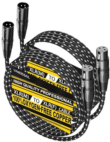 VANDESAIL XLR Cable, 6 ft 2 Pack Microphone Cable, XLR Male to Female Balanced Microphone Cord 3 pin, 6ft Short mic Cord