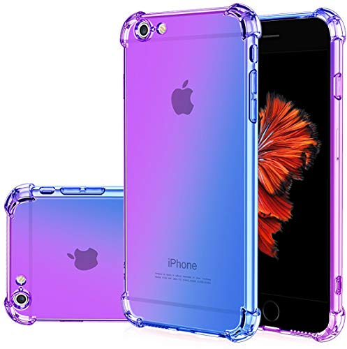 Gufuwo for iPhone 6s Plus Case, iPhone 6 Plus Case, Gradient Slim Anti Scratch Soft Clear TPU Phone Case Cover Shockproof Case for iPhone 6 Plus/6s Plus (Purple/Blue)