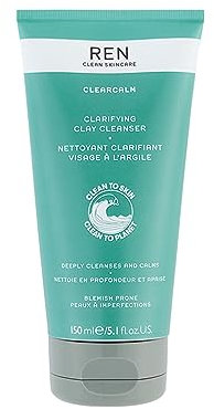 REN Clean Skincare Clearcalm Clarifying Clay Cleanser, Cleanse, Calm and Comfort Breakout-anfällige Haut, mit Kaolin-Ton und Weidenrinde, 150 ml
