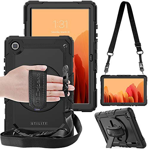 TECHGEAR Funda Compatible con Samsung Galaxy Tab A7 10.4 (SM-T500, T503, T505, T509) Funda Protectora Prueba de Choques Resistente Carcasa con Soporte Giratorio de 360 Grados y Correa de Hombro