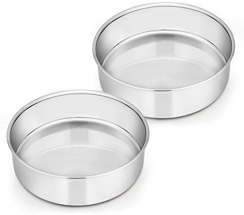 Homikit 6 Inch Cake Tins Set of 2, Round Cake Tin Stainless Steel Cake Mould for Baking, Christmas Birthday Wedding Layer Cake Pan Bakeware Set, Healthy & Mirror Finished, Dishwasher Safe