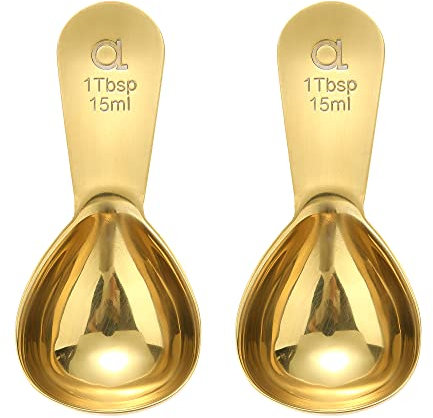 Apace Living Kaffeelöffel (2 Stück) – 1 Esslöffel (Tbsp) – die besten Edelstahl-Messlöffel für Kaffee, Tee und mehr (Gold)