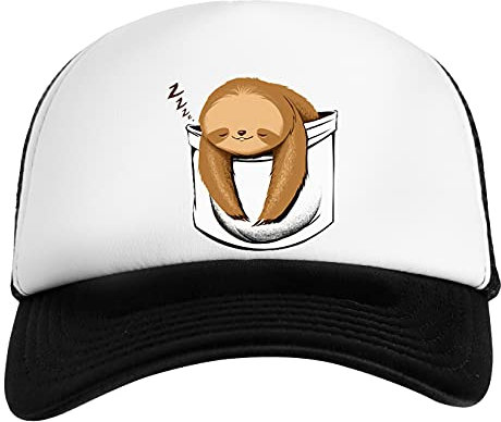 Faultier Schlafen Tasche Weiß Schwarz Unisex Kinder Baseball Cap Kids White Black