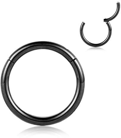 AROWRO 16G Nase Hoop Ring Septum Clicker Knorpel Hoop Ohrringe Conch Hoop Knorpel Conch Piercing Knorpel Tragus Helix Daith Ohrringe Helix Tragus Knorpel Piercing Schmuck Conch Schmuck 12mm Schwarz