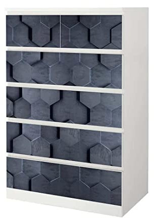 MyMaxxi - Klebefolie Möbel passend für IKEA Malm Kommode - Motiv Hexagon Muster schwarz - Möbelfolie selbstklebend - Dekofolie Tattoo Aufkleber Folie für Wohnzimmer, malm_Groesse:6 Schubladen hoch
