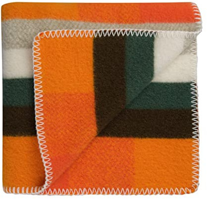 RØROS TWEED Mikkel Mini - Wolldecke aus norwegischer Lammwolle - Design von Kristine Five Melvaer - Deckenmaße: 100 x 135 cm (3755-m - Orange, 100 x 135 cm)