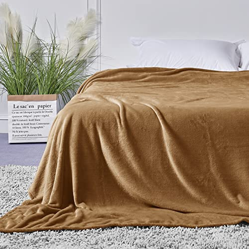 StangH Manta de Cama de Forro Polar Camello, tamaño Queen, Manta de Franela súper Suave para bebés, cobija acogedora de Felpa de Microfibra para decoración de sofá y sofá (tamaño Queen 90 x 90