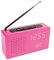 FISURA - Rosa Radiowecker. Tragbares Tischradio. Digitaler Wecker mit Radio 17,7 x 4,5 x 9 Zentimeter. Material: Holz.