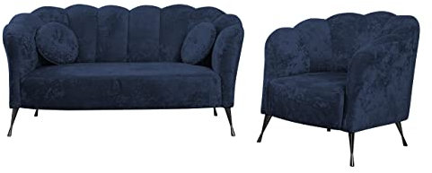 Mirjan24 Sofagarnitur Telomin I + II, Sofa Sessel Couch Polstersofa Couchgarnitur Fernsehsessel Polstergarnitur Farbauswahl (Füße: schwarz Chrom, Eureka 2127)