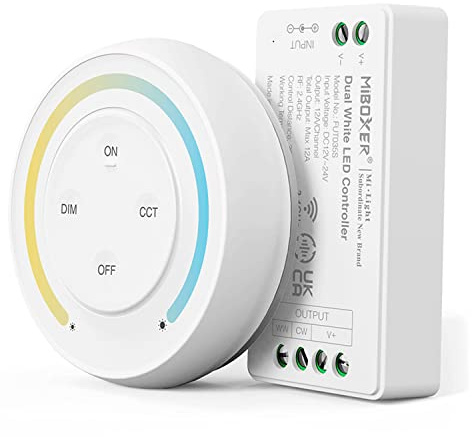 LIGHTEU®, Milight Miboxer 2,4 GHz Farbtemperatur Dual Weiß LED Streifen Controller Kits DC12V/24V Ausgang Max. 12A, FUT035SA