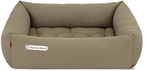 Doctor Bark Hundebett Orthopädisch - Waschbar bis 95°C, Geruchsfrei & Hygienisch - Kuscheliger Hundekorb Kleine Hunde mit Hundematratze (S - 70x60 cm, Goldbraun)