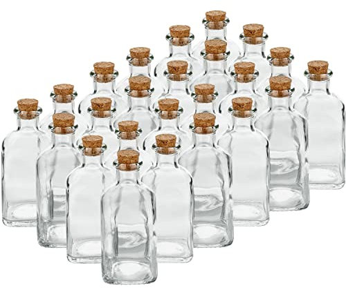 dszapaci 24x 120ml Glasflaschen mit Korken zum Befüllen - Leere Fläschchen für Likör, Öl, Essig