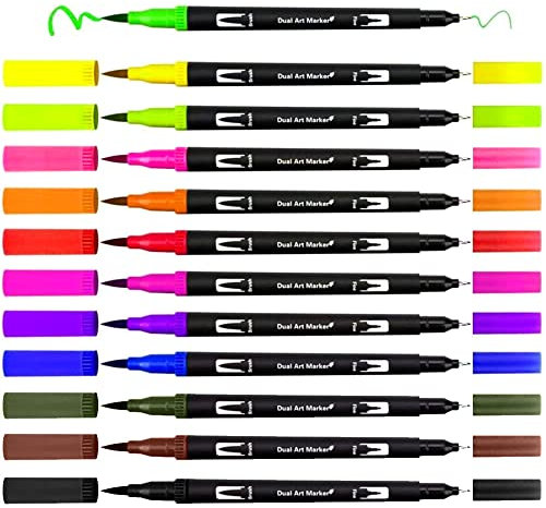 Filzstifte dicke und dünne 12 Farben dual brush pen set Pinselstifte Für Bullet Journal, Malbücher, Handlettering,Manga Kalligraphie stifte Für filzstifte Kinder und für Erwachsene