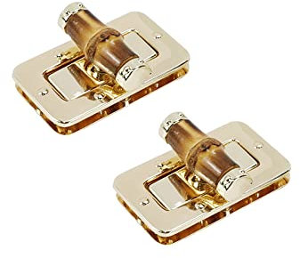 WDONAY Serrature a torsione in bambù con chiusura a scatto in oro, 2 pezzi, per fai da te, portafogli, creazione di borse (4,3 x 2,5 cm)