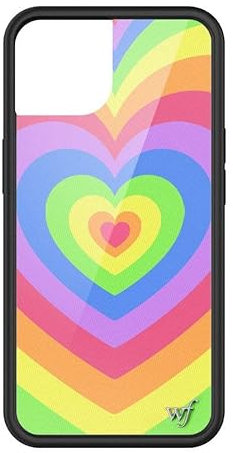 Wildflower Hüllen – Rainbow Latte Love-Hülle, kompatibel mit Apple iPhone 13, Herzen, Regenbogen, Ombré, trendig, schützender schwarzer Bumper, 1,2 m Falltest-zertifiziert, kleines Unternehmen im