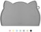 Coomazu Napfunterlage für Katze und Hunde wasserdichte Unterlage für Katzennapf Silikon Haustier Futtermatte mit Rand(45x26cm,Grau)