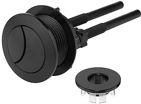 Kit de tapa de desbordamiento para inodoro y fregadero, mejora tu baño con el botón de descarga de inodoro negro elegante y duradero de 38 mm de Ancable